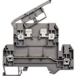 Клеммник 2-х ярусный с держ. предохр. (5х20, 5х25) на DIN-рейку, 4 мм.кв., (серый); AVK 4FS