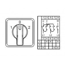 CS050011M; Реверсивные переключатели для управления трехфазным двигателем (1-0-2); 3 FAZ 50 A 60°