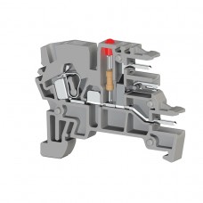 Клеммник пружинный с 2-х ряд. разъёмом, с индикацией 24 VAC, на DIN-рейку, 2,5 мм.кв., (серый); PCY 2,5EL