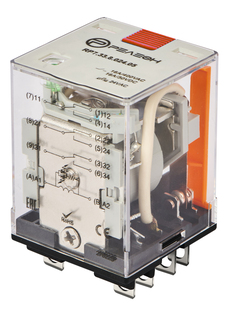 Силовое реле; 3 перекидных контакта 16А (~ 400В AC) блокируемая кнопка проверки + светодиод