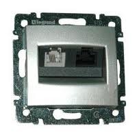 Розетки двойные Legrand Valena RJ11 и RJ45 (алюминий)   770280