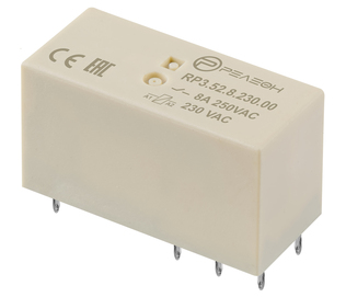 Низкопрофильное реле; 2 перекидных контакта 8А (~230В AC) - герметичное