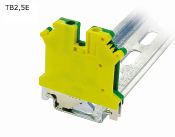 Клемма винтовая проходная 2 контакта 2,5 мм2, заземляющая Клемма винтовая проходная 2 контакта 2,5 мм2, заземляющая