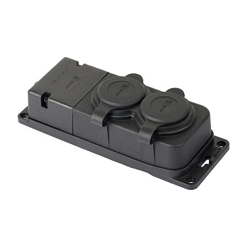 Роз. (колодка) двухмест. с защит. крышками каучуковая 230В 2P+PE 16A IP44 EKF PRO