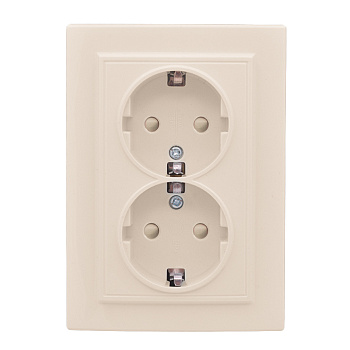 Розетка 2-мест. СП с/з 16А бежевый с защ. штор. Минск EKF
