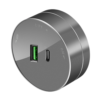 MultiTrack Розетка 2хUSB (тип А+С) 18Вт, 5В/3А Графит