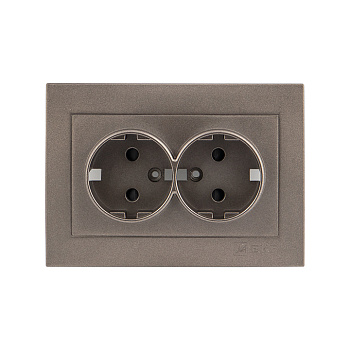 Валенсия лицевая панель розетки 2-местной с/з 16А графит с защ. штор. EKF PROxima
