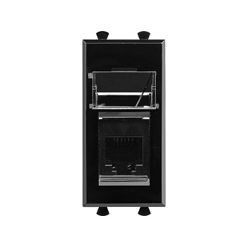 Телефонная розетка RJ-12 модульная, "Avanti", "Черный квадрат", 1 модуль