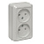 Рим Розетка 2-местная 10А без заземления белая с защ. штор. EKF