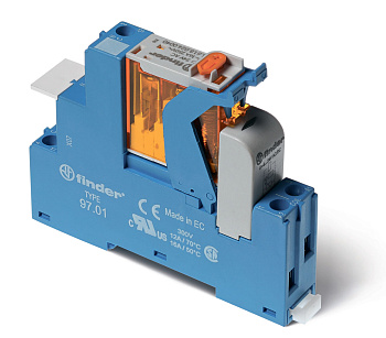 Интерфейсный модуль, электромеханическое реле; 1CO 16A; контакты AgNi; питание 12В AC; категория защиты IP20; безвинтовые клеммы Push-in; пластиковая клипса; LED + варистор; кнопка тест + мех.индикатор