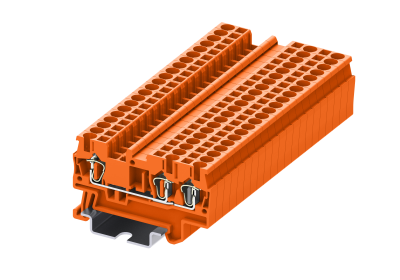 Клемма на DIN-рейку пружин. 2.5 мм2 3 конт. проходная оранж.