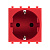 Розетка модульная, 2P+E, с з/ш, "Avanti", "Красный квадрат", 2 модуля