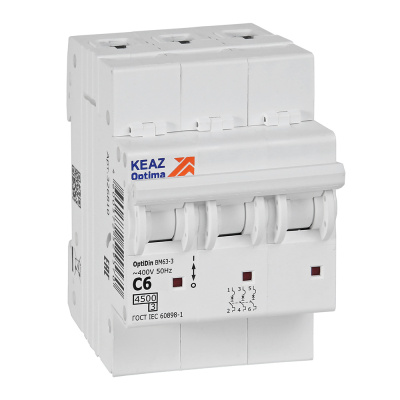 Выключатель автоматический модульный OptiDin BM63-3C6-4,5-УХЛ3