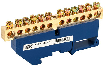 Шина N "ноль" на DIN-изол ШНИ-8х12-12-Д-С 