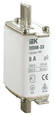 Плавкая вставка предохранителя ППНИ-33, габарит 00С, 8А