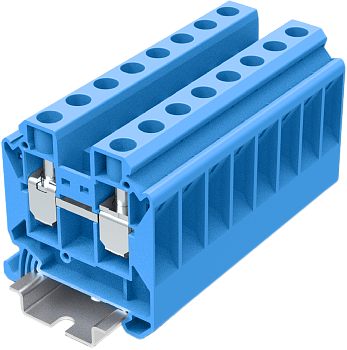 Клемма на DIN-рейку винт. 16 мм2 2 конт. проходная синяя