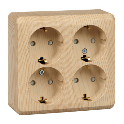 ЭТЮД О/У 4-местная РОЗЕТКА с заземлением со шторками 16А 250В, СОСНА, Россия