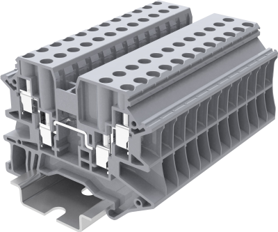 Клемма на DIN-рейку винт. 4 мм2 4 конт. проходная серая