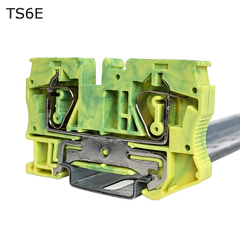 Клемма пружинная проходная 2 контакта 6 мм2, заземляющая