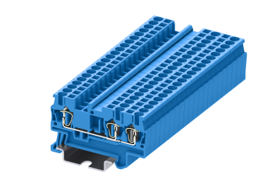 Клемма на DIN-рейку пружин. 2.5 мм2 3 конт. проходная синяя