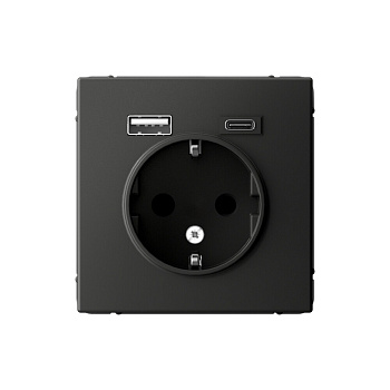 ARTGALLERY РОЗЕТКА 16А с 2 USB A+C, 5В/2,4А/3,0А, 2х5В/1,5А, механизм, БАЗАЛЬТ