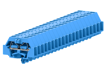 1-1 проходная клемма с боковым подключением с защёлкивающимися ножками серии 241, синяя