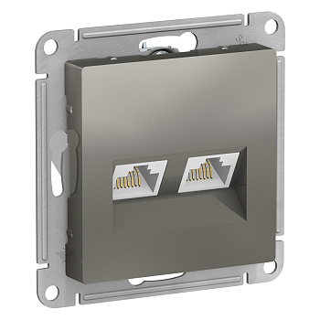 ATLASDESIGN РОЗЕТКА двойная компьютерная RJ45+RJ45, кат.5Е, механизм, СТАЛЬ