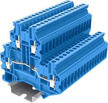 Клемма на DIN-рейку винт. 2.5 мм2 2 конт. двухуровн. син.