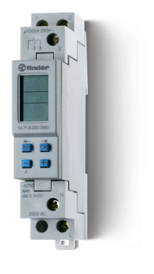 Реле времени цифровое недельное; программируется ПК (012.00); монтаж на рейку 35мм; 1СO 16A; питание 24В АC/DC; ширина 17.8мм; степень защиты IP20