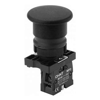 Кнопка управления "Грибок" Φ40мм с самовозвратом NP2-BC22 без подсветки черная 1НЗ IP40 (CHINT)