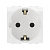 Электрическая розетка  с заземлением, со шторками, белая, 2мод.