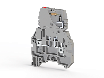 Клеммник с держ. предохр. (5х20, 5х25), съём.картридж, с индикацией 220VAC на DIN-рейку, 4 мм.кв., (серый); ASK 3FLD 220VAC