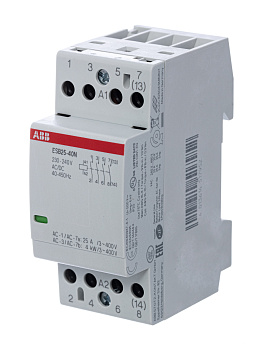 Контактор ESB25-40N-06 модульный (25А АС-1, 4НО), катушка 230В AC/DC Контактор ESB25-40N-06 модульный (25А АС-1, 4НО), катушка 230В AC/DC