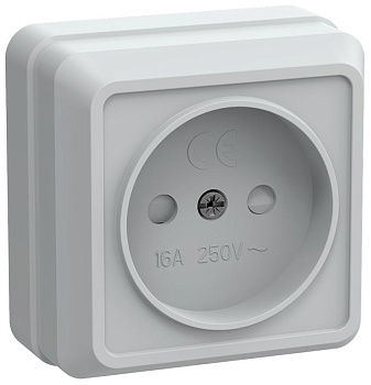 РСш20-2-ОБ Розетка 1местн. без з/к с защ.штор.10А откр.уст. ОКТАВА (белый)