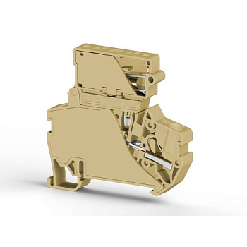 Клеммник пруж.быстрозажимной (Push in) с держ.предохр.(6,3х31,75), 4 мм.кв., (бежевый); PYK 4I (6,3x31,75)