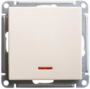 W59 1-клавишный ПЕРЕКЛЮЧАТЕЛЬ с подсв. 10АХ, механизм, СЛОНОВАЯ КОСТЬ