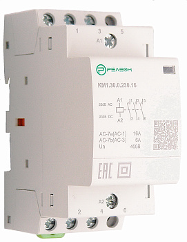 Модульный контактор 3НО контакта 16А (~/= 230В AC/DC)