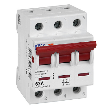Выключатель нагрузки модульный OptiDin BM63PL-363-УХЛ3 (ВМ63PL) Выключатель нагрузки модульный OptiDin BM63PL-363-УХЛ3 (ВМ63PL)