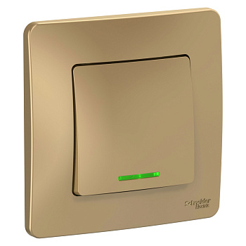 BLANCA С/У 1-клавишный ПЕРЕКЛЮЧАТЕЛЬ (сх.6) с подсв., 10А, 250В, ТИТАН