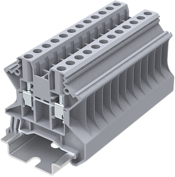 Клемма на DIN-рейку винт. 4 мм2 2 конт. проходная серая