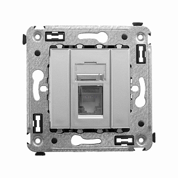 Компьютерная розетка RJ-45 в стену, кат.6А одинарная, "Avanti", "Закаленная сталь"