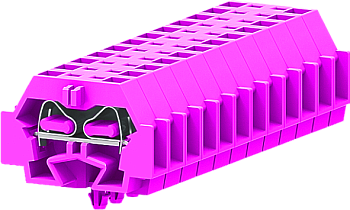 1-1 проходная клемма с боковым подключением с защёлкивающимися ножками серии 242, розовая