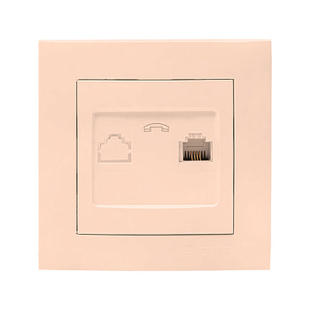 Валенсия розетка телефонная RJ-11 1-местная кремовая EKF PROxima