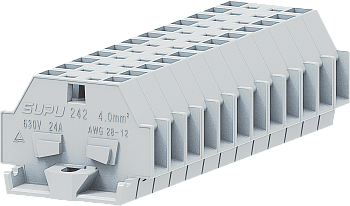 1-1 проходная клемма с боковым подключением с фиксирующим фланцем серии 242, светло-серая