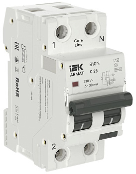 ARMAT АВДТ B10N 1P+NP C25 30мА тип A (36мм) IEK ARMAT АВДТ B10N 1P+NP C25 30мА тип A (36мм) IEK