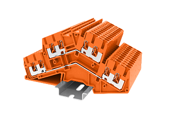 TPDS2.5-4-OG Клемма TP 2-2 проходная 2-уровневая угловая, сеч.2.5мм2, оранж.