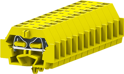 1-1 проходная клемма с боковым подключением с защёлкивающимися ножками серии 242, жёлтая