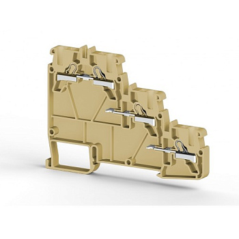 Клеммник пруж.быстрозажимной (Push in) 3-х ярусн. для датчиков, 2,5мм.кв., (бежевый); PYK 3S