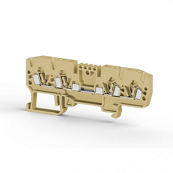 Клеммник пружинный 4-х выводной, 2,5 мм.кв., (желтый); YBK 2,5C (50шт/упак)