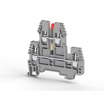 Клеммник 2-х ярусный, 2,5 мм.кв., с индикацией 48 VAC, (серый); PIK2,5 NLD 48VAC